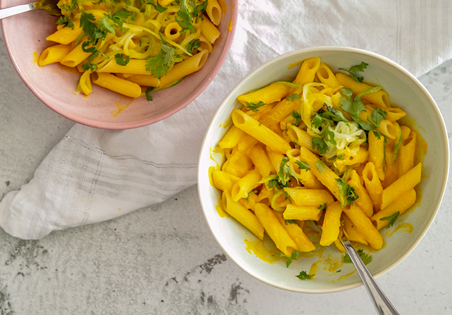 Nudeln mit histaminarmer Kürbis-Kokos-Soße